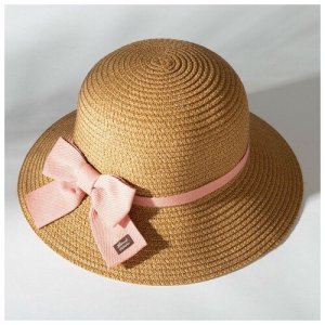 Шляпа для девочки MINAKU, цв. коричневый, р-р 54 Minaku. Цвет: коричневый