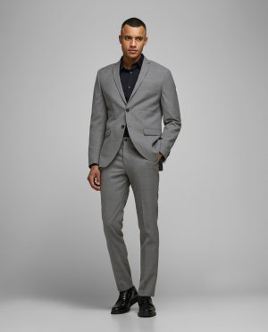 Узкие мужские классические брюки светло-серого цвета, светло-серый Jack & Jones. Цвет: серый
