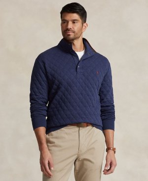 Мужской большой & Высокий стеганый пуловер двойной вязки , синий Polo Ralph Lauren