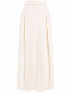 Твидовая юбка с бахромой Charlott. Цвет: бежевый
