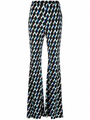 Расклешенные брюки Brooklyn с геометричным принтом DVF Diane von Furstenberg. Цвет: черный