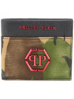 Складной бумажник с камуфляжным принтом Philipp Plein. Цвет: зеленый
