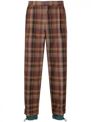Tartan-print cropped trousers Kolor. Цвет: коричневый