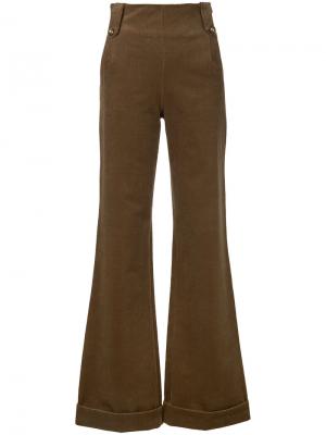 Расклешенные брюки из вельвета N Duo. Цвет: коричневый