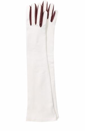 Удлиненные кожаные перчатки CALVIN KLEIN 205W39NYC. Цвет: белый