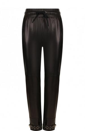 Укороченные кожаные брюки с эластичным поясом Givenchy. Цвет: чёрный