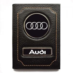 Обложка для автодокументов , черный Audi. Цвет: черный