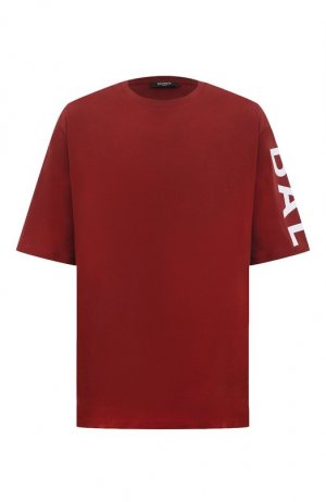 Хлопковая футболка Balmain. Цвет: бордовый