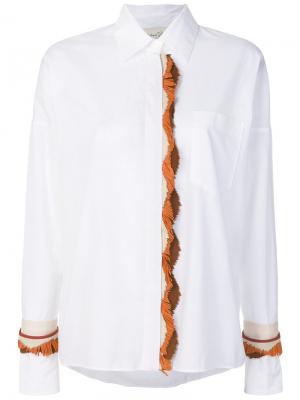 Рубашка с кожаной бахромой Antonia Zander. Цвет: белый