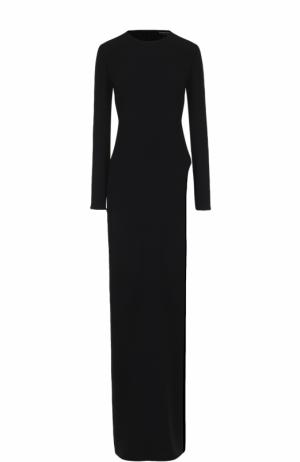 Приталенное платье-макси с длинным рукавом и высоким разрезом Tom Ford. Цвет: черный