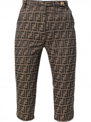 Укороченные брюки с узором Zucca Fendi Pre-Owned. Цвет: коричневый
