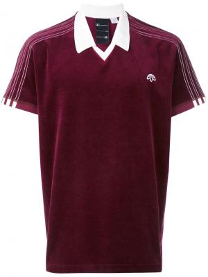 Велюровая рубашка-поло с логотипом Adidas Originals By Alexander Wang. Цвет: розовый и фиолетовый