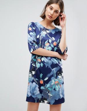 Цельнокройное платье с цветочным принтом -Темно-синий Lavand