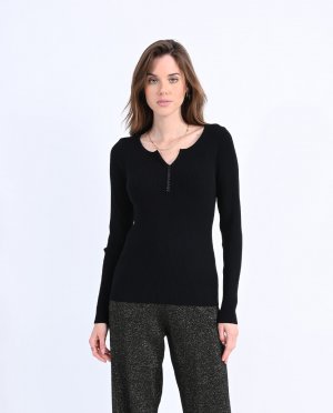 Женский свитер на пуговицах с длинными рукавами , черный Molly Bracken. Цвет: черный