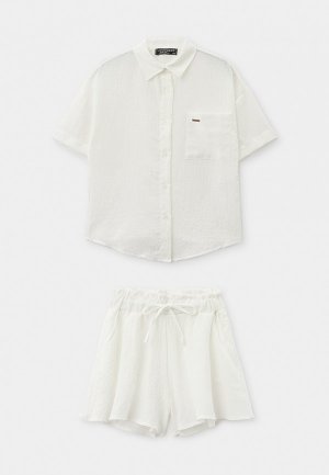 Рубашка и шорты Locoloco All For Junior. Цвет: белый