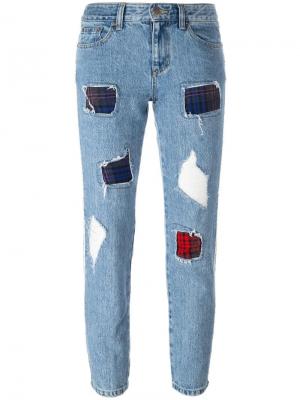 Укороченные рваные джинсы Steve J & Yoni P. Цвет: синий