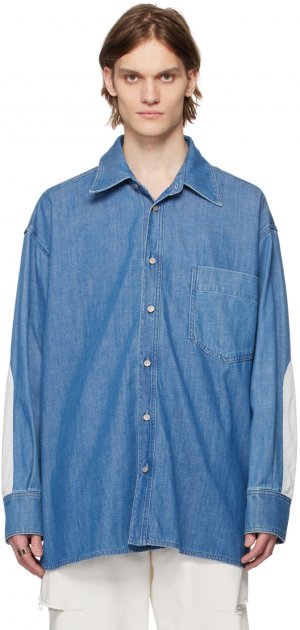 Синяя джинсовая рубашка свободного кроя MM6 Maison Margiela