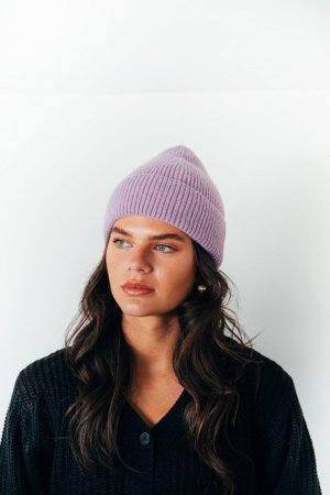 Фиолетовая шапка-бини в рубчик , фиолетовый SVNX