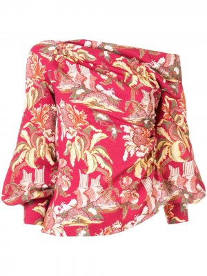 Блузка асимметричного кроя с цветочным принтом Peter Pilotto. Цвет: красный