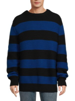 Полосатый свитер в рубчик из смесовой шерсти , цвет Midnight Burberry