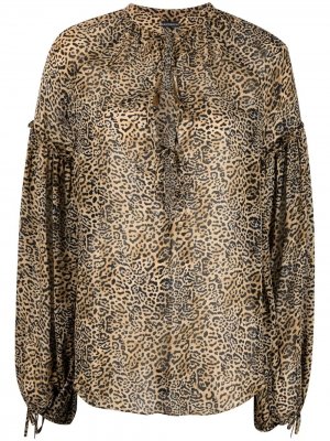 Блузка с леопардовым принтом Wandering. Цвет: бежевый