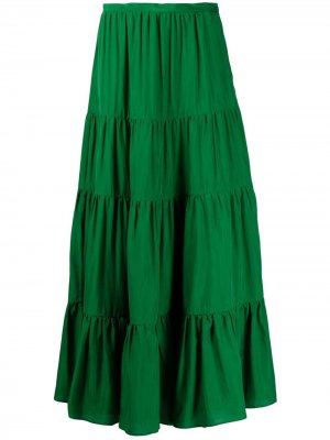 Ярусная юбка макси Kiton. Цвет: зеленый