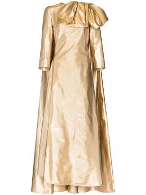 Вечернее платье с кейпом и эффектом металлик ANOUKI. Цвет: золотистый