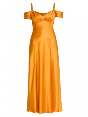 Атласное платье с открытыми плечами , оранжевый Alberta Ferretti