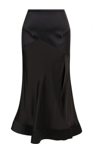 Однотонная расклешенная юбка с высоким разрезом Esteban Cortazar. Цвет: чёрный