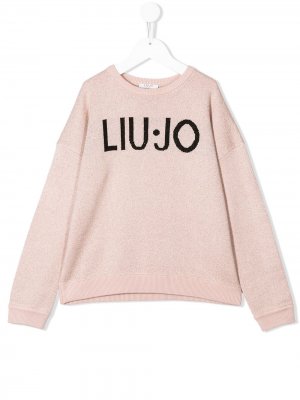 Джемпер вязки интарсия с логотипом Liu Jo Kids. Цвет: розовый