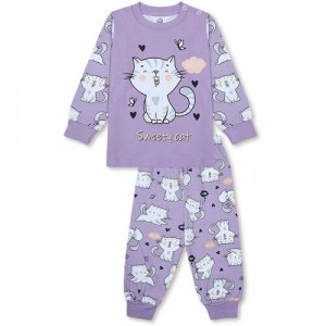 Пижама для девочки - Сиреневый Котёнок ,размер 86 Bonito. Цвет: голубой/белый