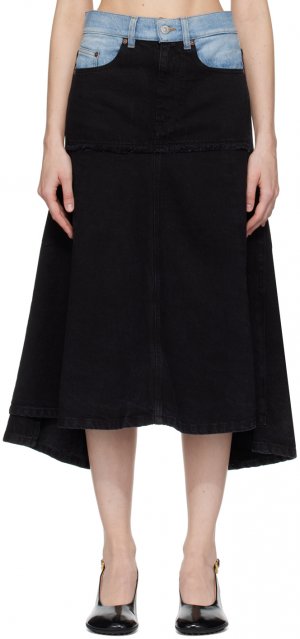 Черная юбка-миди с нашивками Victoria Beckham