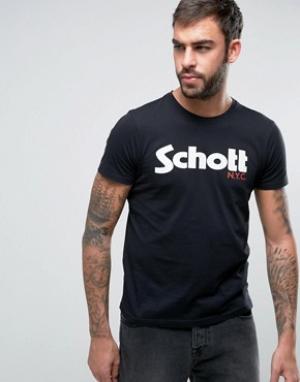 Черная футболка с логотипом Schott. Цвет: черный