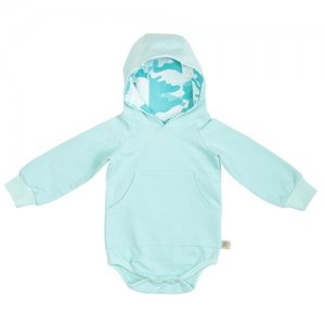 Детское боди-худи с длинным рукавом капюшоном на кнопках для новорожденных Сонный гномик серый 50 размер. Цвет: серый