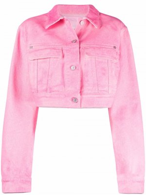 Укороченная джинсовая куртка с эффектом потертости Givenchy. Цвет: розовый