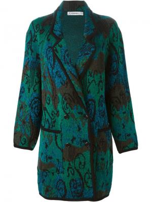 Вязаное пальто Jean Louis Scherrer Vintage. Цвет: зелёный
