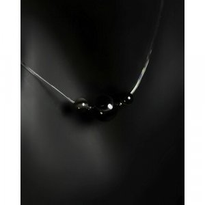 Чокер Чокер-невидимка Черный агат, вариант №13 - натуральный камень, длина 45 см для душевного равновесия, Grow Up