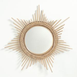 Зеркало в форме солнца из ротанга BRIGITTE BARDOT X LA REDOUTE. Цвет: серо-бежевый