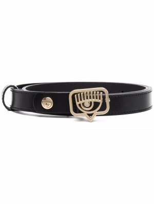 Logo-buckle leather belt Chiara Ferragni. Цвет: черный