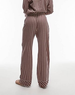 Бордовый пижамный комплект из рубашки и брюк в клетку Tall с маской для глаз подарочным пакетом Topshop