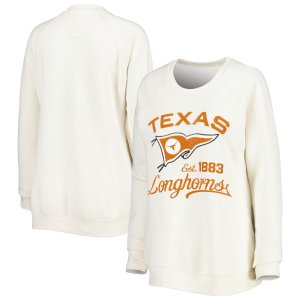 Женский пуловер Pressbox кремового цвета Texas Longhorns Old Standard Pennant Knobi реглан, толстовка Unbranded
