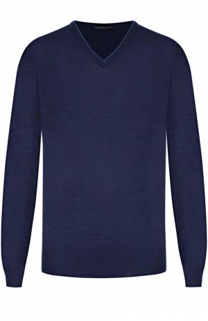 Пуловер из шерсти тонкой вязки TSUM Collection. Цвет: темно-синий