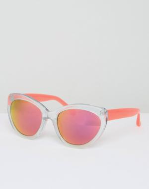 Солнцезащитные очки с блестками и неоновыми розовыми стеклами Markus Lupfer. Цвет: розовый