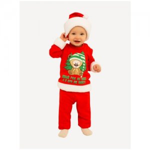 Новогодний костюм с шапочкой Babyglory красный 28-86. Цвет: красный