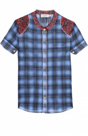 Шелковая блуза с контрастной отделкой и воротником-стойкой Coach. Цвет: разноцветный