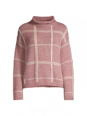 Клетчатый свитер из смеси альпаки Rosso35, цвет powder pink ROSSO35
