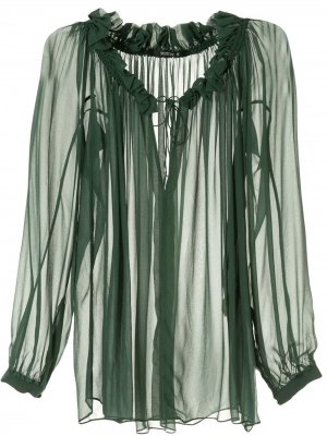 Блузка с оборками на воротнике Kitx. Цвет: зеленый