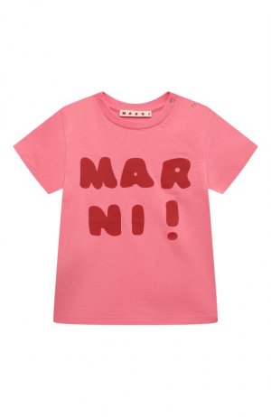 Хлопковая футболка Marni. Цвет: розовый