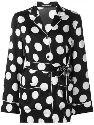 Пижамная рубашка в горох Dolce & Gabbana. Цвет: черный