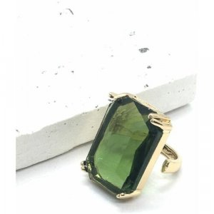 Печатка кольцо с крупным кристаллом, кристалл, зеленый ( Verba ). Цвет: зеленый/зелeный